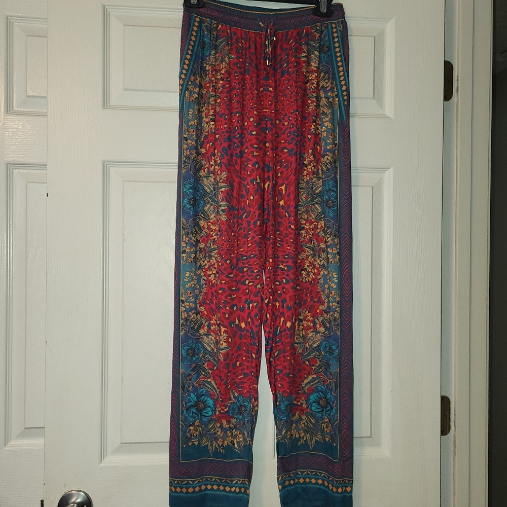 Hale Bob Fonda Pants Women's Size X Small‎ Bohemian Colorful Jewel Print